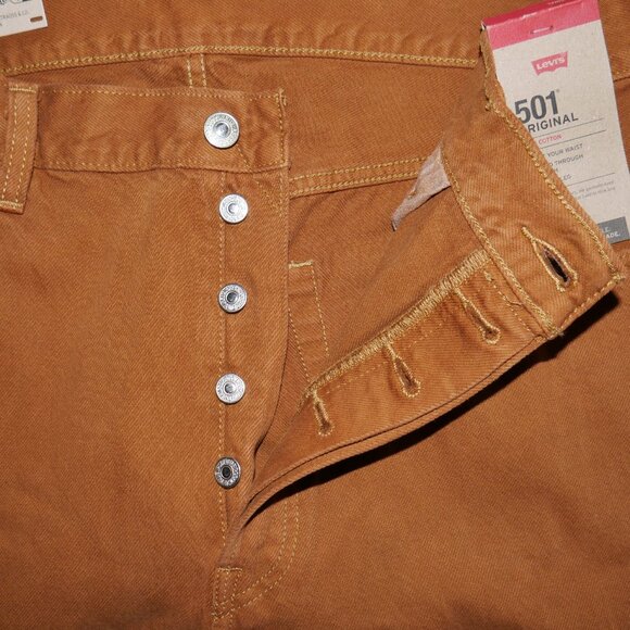 Levis 501 Original Fit Jeans Men's Size 34X34 Rust Brown Denim Straight Leg NEW - Picture 5 of 11